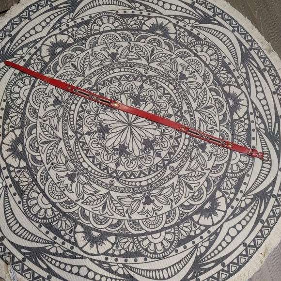 Red Embroidered Leather Belt Size L - Picture 11 of 13